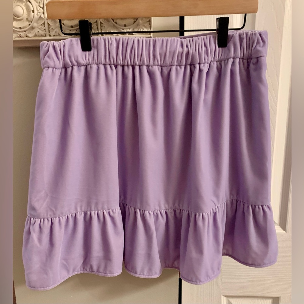 J Crew H2657 NWT Lavender Velvet Peplum Mini Casual Skirt Light Thistle - M - Picture 7 of 11